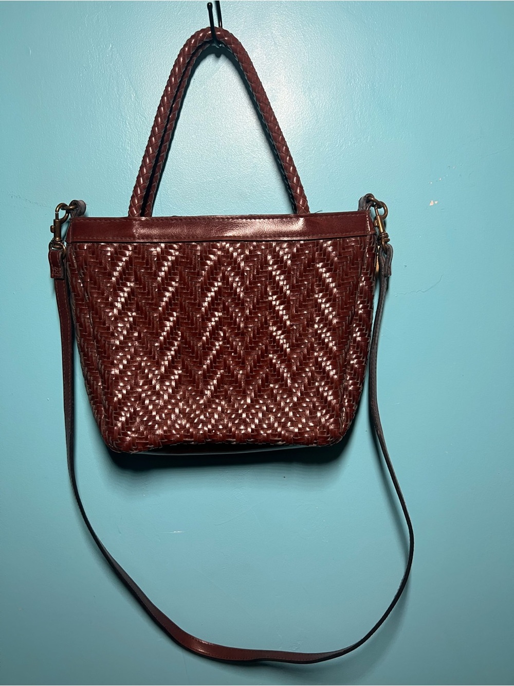 Liz Claiborne Braided hand bag/ crossbody in Dark Brown
